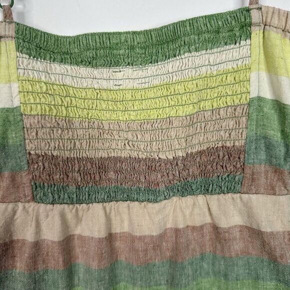 Aerie Mini Dress Size Medium Striped Multicolor Line Blend Side Cut Out Smocked - Picture 8 of 11